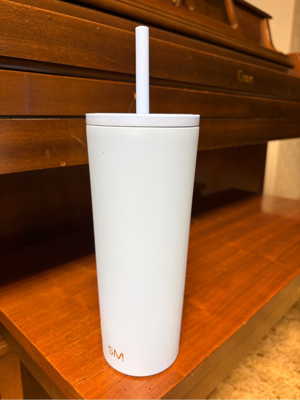 Sleek White Insulated Straw Tumbler by SM